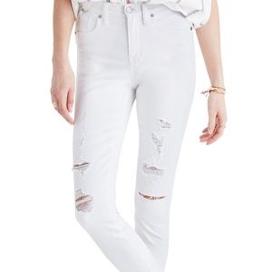 MADEWELL 9 high-rise skinny crop destructed white